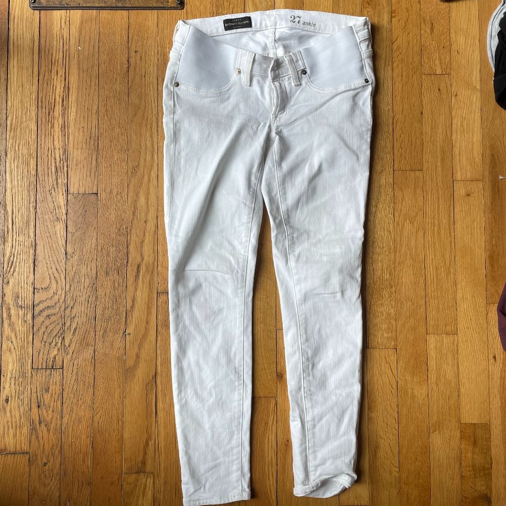 J Crew Maternity Toothpick White Jeans Size 27